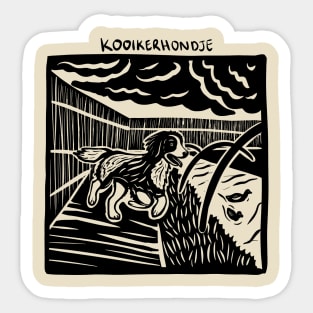 Kooikerhondje Stamp Art Sticker